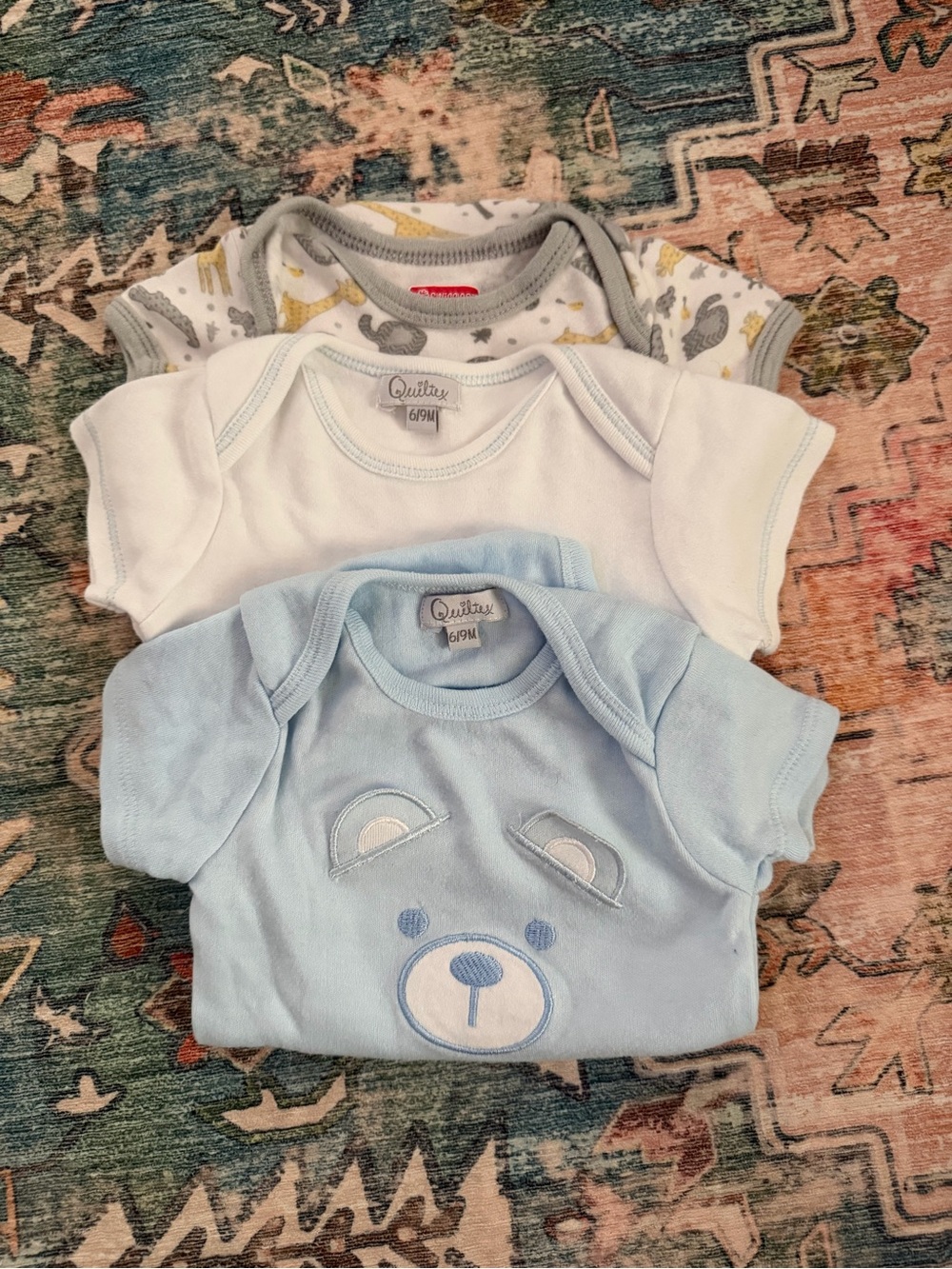 Baby Short Sleeve onesie Set - Blue, White, Gray